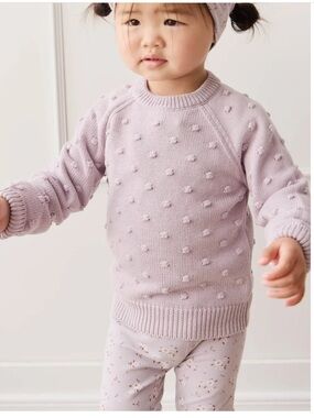 Jamie Kay Dotty Knit Jumper Sweater In Muted Lilac